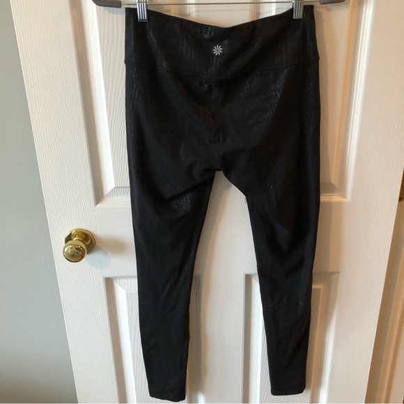 Athleta shiny textured black full length transcend tight legging sz M - Picture 5 of 7